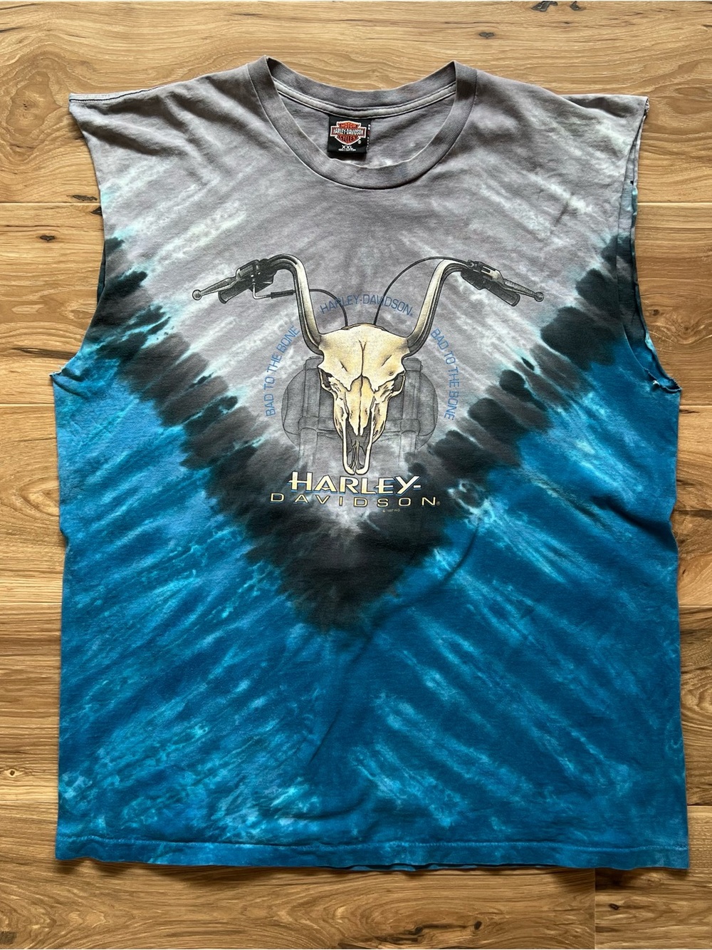 Vintage Harley Davidson Shirt XXL Blue Gray Tie Dye Rahway New Jersey